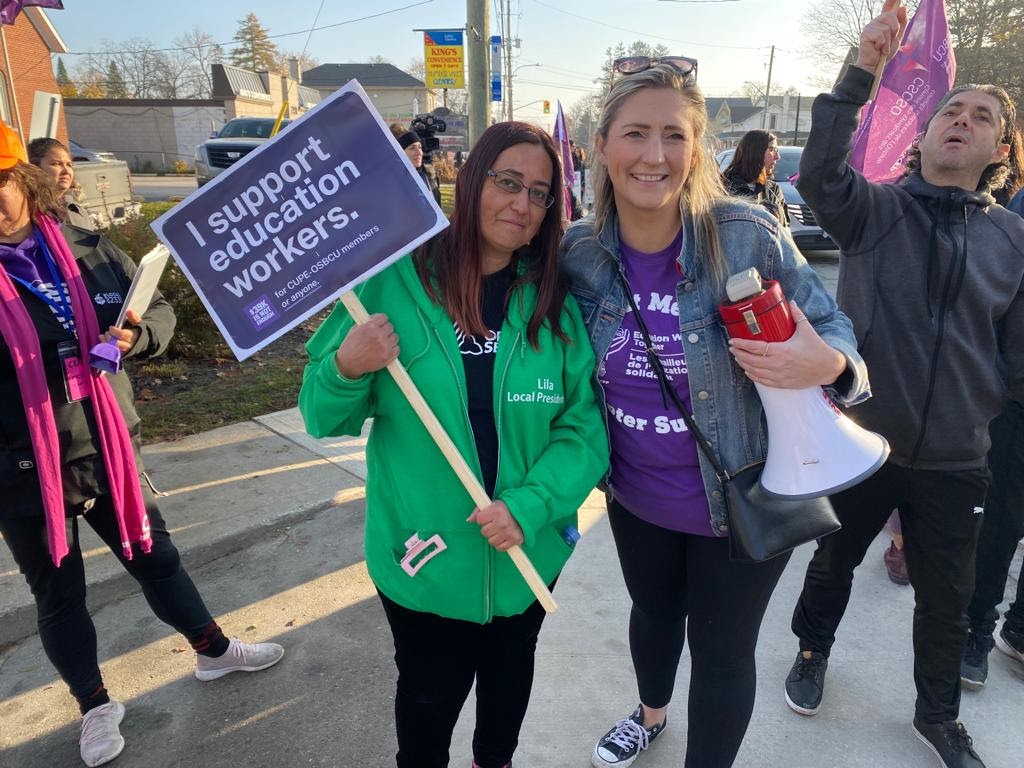 Lila Elliston with Laura Walton, president of OSBCU (CUPE)